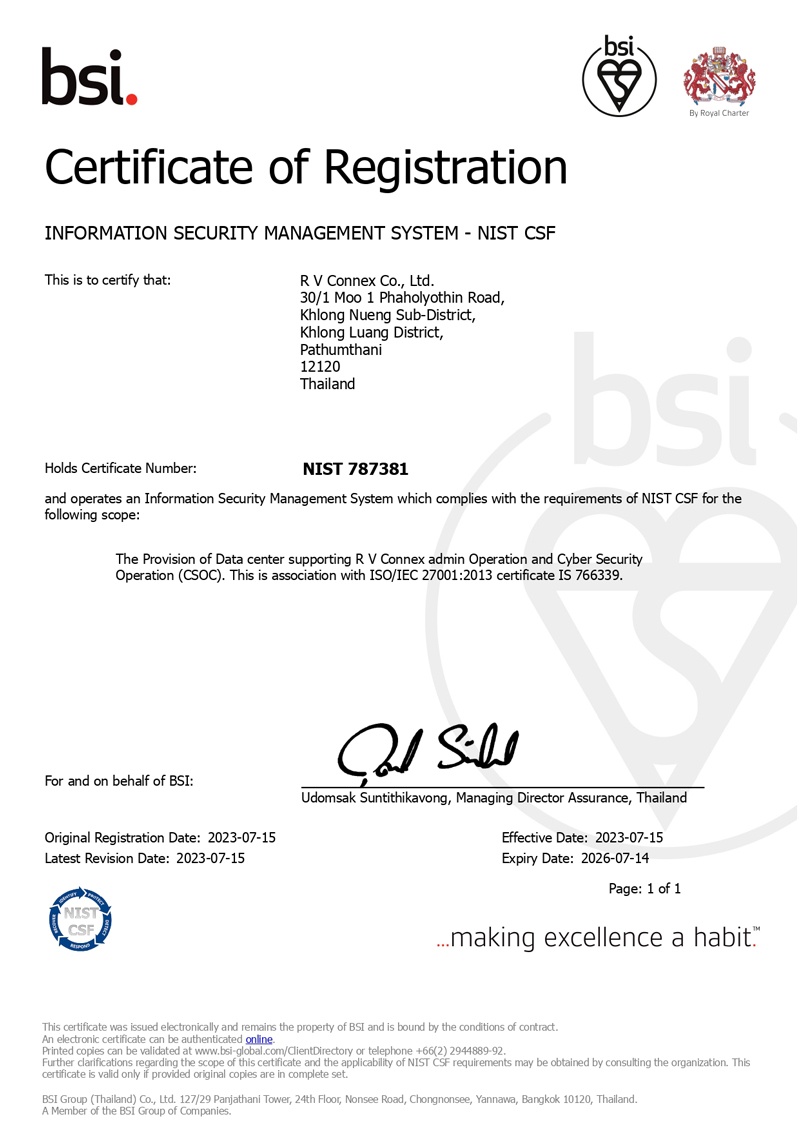 Standard Certificate NIST Cyber Security Framework (NIST CSF)